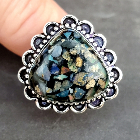 New Copper Ethiopian Opal 925 Silver Ring. - Picture 4 of 6
